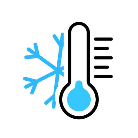 thermometer icon cold, temperature scale symbol, cool weather sign, simple isolated vector imageのイラスト素材