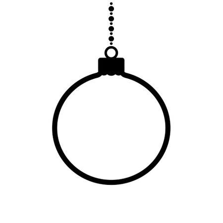 Christmas ball hanging on a bead string, holiday card element, simple vector illustration isolated on white backgroundのイラスト素材