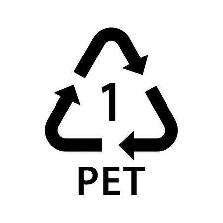 plastic recycling code PET 1, polyethylene terephthalate recycle symbol, resin identification code, black fill vector illustrationのイラスト素材