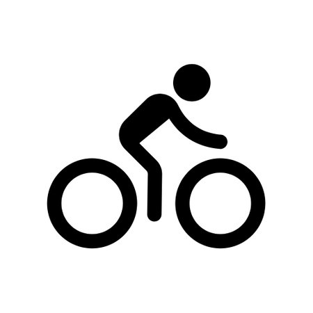 bicyclist symbol, bicycle vector flat sign, bike path, man on bicycle icon, sport black iconのイラスト素材
