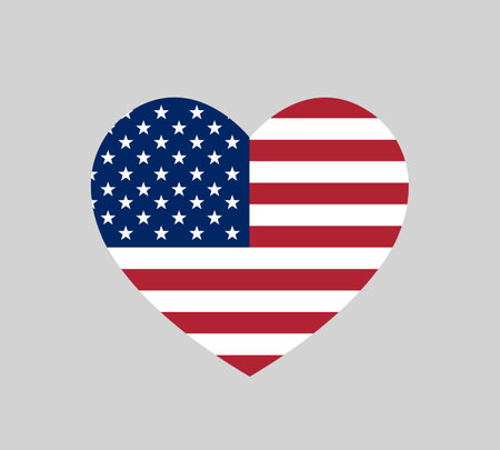 love USA symbol, heart shape american flag icon, vector illustrationのイラスト素材