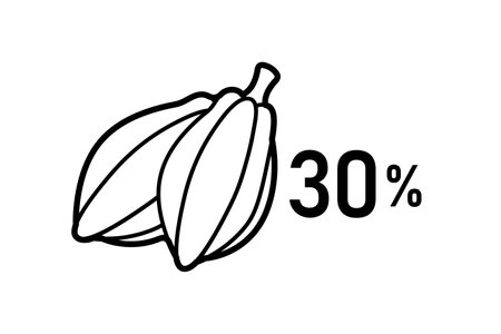 cacao percentage vector icon, 30 percent cocoa, black filled design element for chocolateのイラスト素材