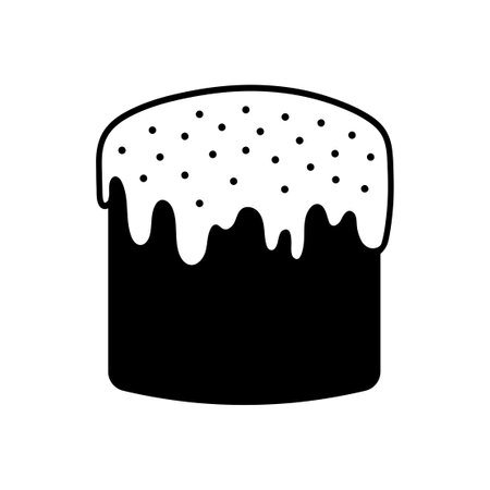 Paska, easter bread, traditional orthodox food, spring, holiday symbol, simple black design element, vector illustrationのイラスト素材
