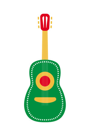 green guitar, cinco de mayo symbol, mexican culture, vector illustrationのイラスト素材