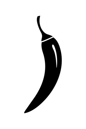 chili pepper black silhouette, spice sign, hot pepper icon, mexican culture, jalapeno black filled vector illustrationのイラスト素材