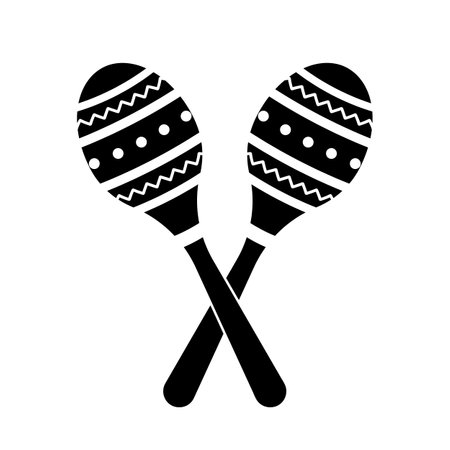 maraca sign, maracas, cinco de mayo symbol, mexican culture, black filled vector illustrationのイラスト素材