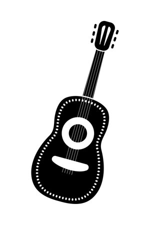 mexican guitar, cinco de mayo symbol, black filled vector design elementのイラスト素材