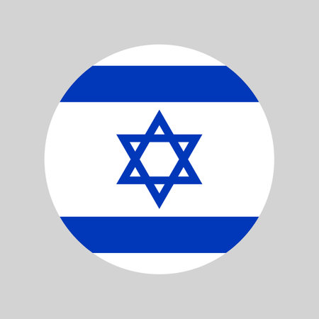 flag of Israel round icon, Israeli badge, rounded vector iconのイラスト素材