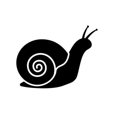 snail black vector silhouette, simple design elementのイラスト素材