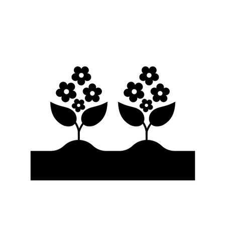 blooming time lapse icon, flower planting, flowering black vector symbol for gardening instructionsのイラスト素材