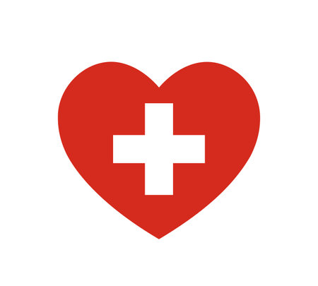 love Switzerland symbol, heart shape swiss flag icon, vector illustrationのイラスト素材