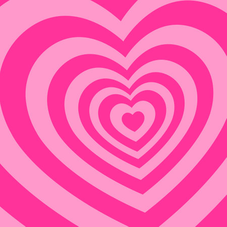 groovy psychedelic pink heart background, hot pink romantic pattern, St Valentine day concept vector...