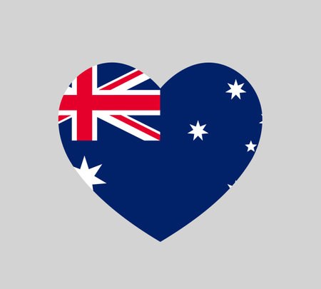 love Australia symbol, heart shape australian flag icon, vector illustrationのイラスト素材