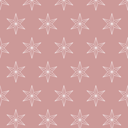 festive geometric pattern of six-pointed stars, print for postcards, wrapping paper, curtains, tablecloths or bedding, minimalistic christmas vector backgroundのイラスト素材