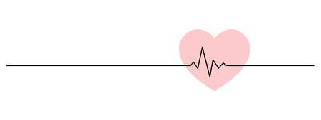 heart pulse one line art, heartbeat, cardiogram lineart, black line vector illustration, editable...