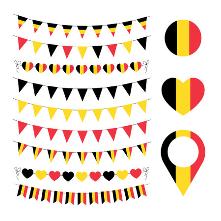 love Belgium decorative symbols, set of vector design elements, belgian flagのイラスト素材