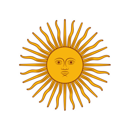 Sun of May symbol, Sol de Mayo in spanish, Argentina flag emblem, vector illustrationのイラスト素材