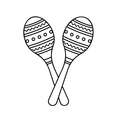 maracas musical instrument, linear icon, cinco de mayo black line symbol on white background, vector illustrationのイラスト素材