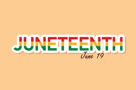 Juneteenth inscription with a date, June 19, Pan-African colors, green, yellow, red vector cardのイラスト素材
