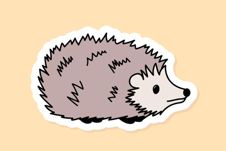 hedgehog sticker, cute fall symbol, vector elementのイラスト素材