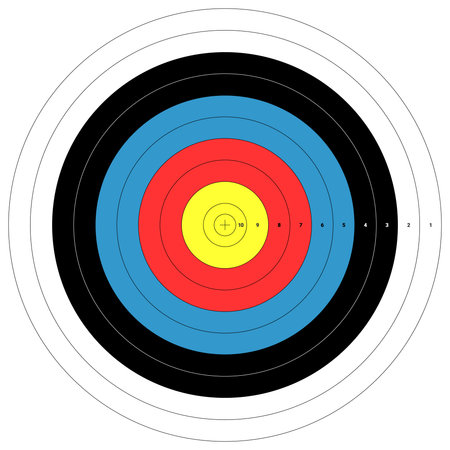 archery target board, goal with points, printable vector illustrationのイラスト素材