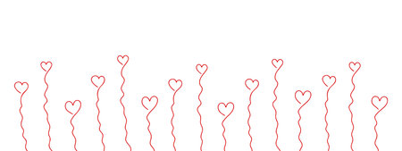 valentine bottom line, decorative hearts drawing, red line vector decorative elementのイラスト素材