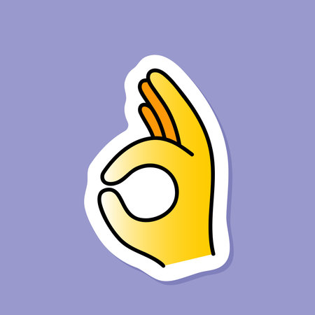OK Hand Emoji sticker, cartoon approval symbol, vector design elementのイラスト素材