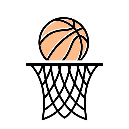 Basketball goal symbol, net and ball, vector illustrationのイラスト素材