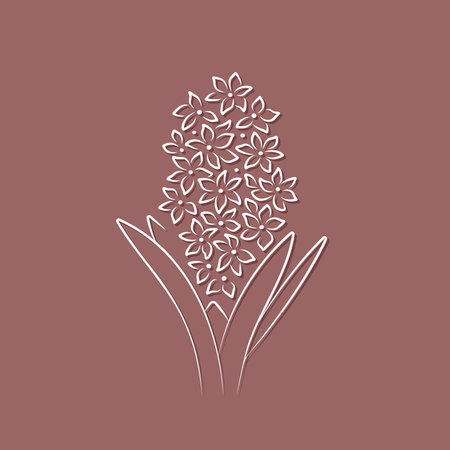 hyacinthus minimalistic greeting card, decorative hyacinth flower ornament, vector illustrationのイラスト素材