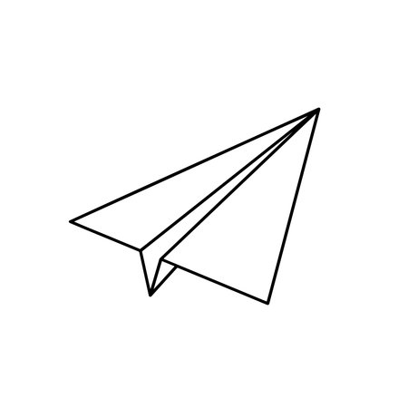 paper plane black line icon, messaging and communication symbol, vector design elementのイラスト素材