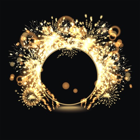 background with golden fireworkの写真素材