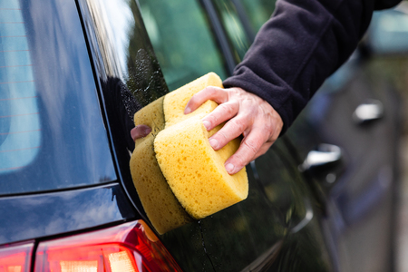 Car wash with a yellow soft sponge