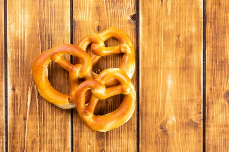 pretzel on a wooden background for oktoberfest