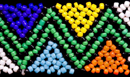 closeup of african beadwork in triangular geometric patternの写真素材