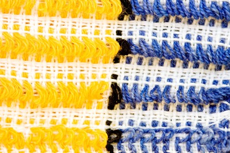 closeup of dish swab striped yellow and blue for background or texture