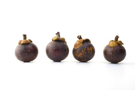 Ripe mangosteen from Thailand on a white backgroundの写真素材