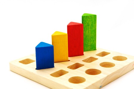 wooden toy blocks on white background