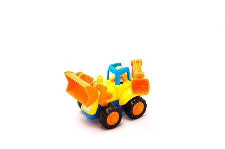 Colorful toy truck isolated on white background