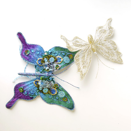 Christmas toys in the form of  butterflyの写真素材