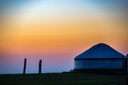Yurta - traditional nomadic house, Central Asiaの写真素材