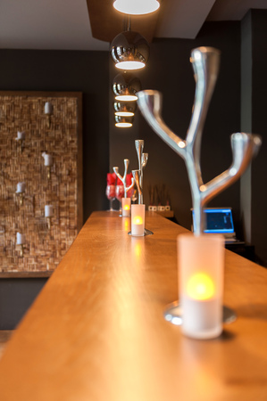 Interior of a fashion wine shop, wine restaurantの写真素材