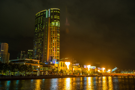 MELBOURNE, AUSTRALIA - DECEMBER 28, 2012: Cityscape image of Melbourne, during summer sunset. - 28 December 2012, Melbourne, Australia.のeditorial素材