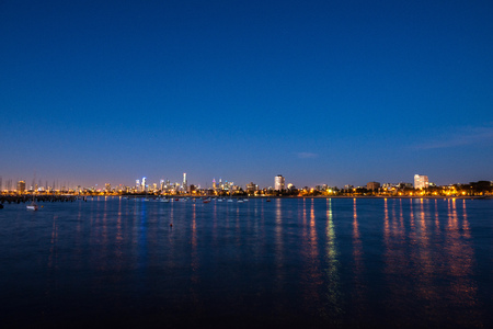 Melbourne, Victoria, Australia, viewed from St Kildaの写真素材