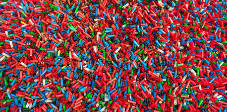 A lot of used cartridges in the shooting club