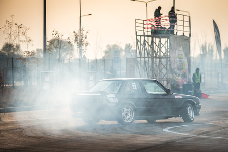 KAZAKHSTAN, ALMATY - OCTOBER 21: "Gorilla Drift Energy", Kazakhstan Championship Drift, October 21 2017, Kazakhstan, Almatyのeditorial素材