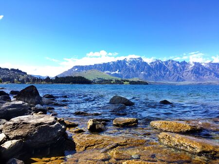 Wakatipu lake by the Glenorchy-Queenstown road, New zealand