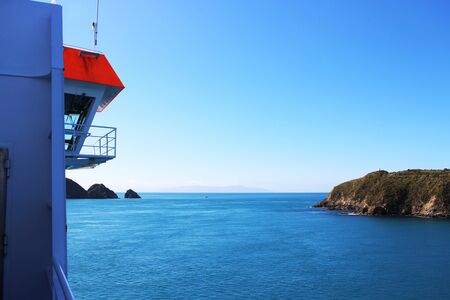 View from a ferry deck. heading to the North Island, New Zealand.の写真素材