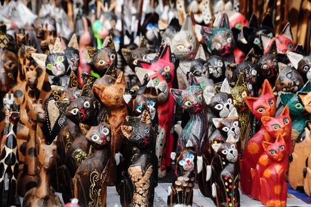 Cat doll made of woodの写真素材