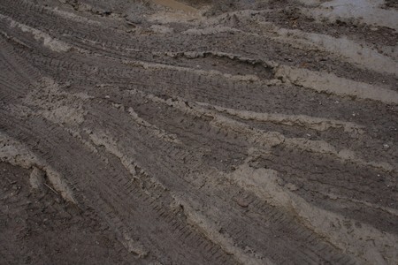 Closeup of country muddy rutの写真素材