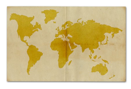 Old paper with map of the worldの写真素材